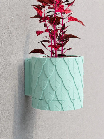 Wall Mounted Leaf Texture Planter with Hidden Drip Tray