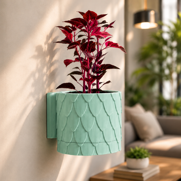 Wall Mounted Leaf Texture Planter with Hidden Drip Tray