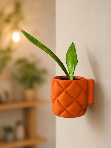 Wall Mounted Inflated Pillow Planter with Hidden Drip Tray