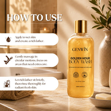 Ayurvedic Golden Hour Body Wash with 24K Gold | Deep Cleansing & Natural Glow