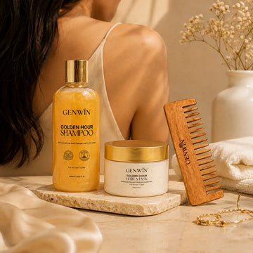 GENWIN Golden Hour Shampoo + Hair Mask + Free Neem Wooden Comb