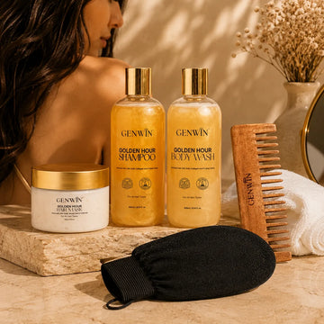 GENWIN Golden Hour Shampoo + Hair Mask + Body Wash + Free Comb + Free Glove