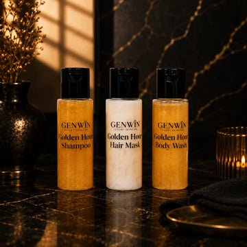 GENWIN Golden Hour Shampoo + Hair Mask + Body Wash 30ml + Free Comb + Free Glove
